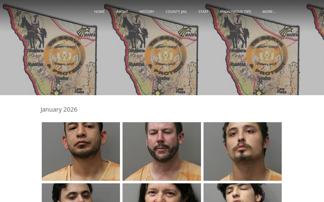Presidio County booking record archive on the official Sheriff arrests page